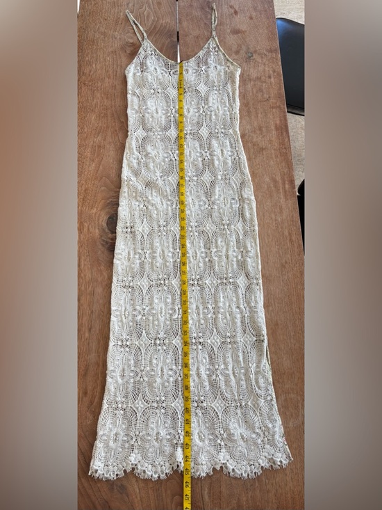 American Vintage Crochet Maxi Slip Dress Women’s Small Cream with Floral trim - Picture 10 of 16